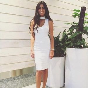 White Sleeveless HALTER Skirt MIDI Dress
